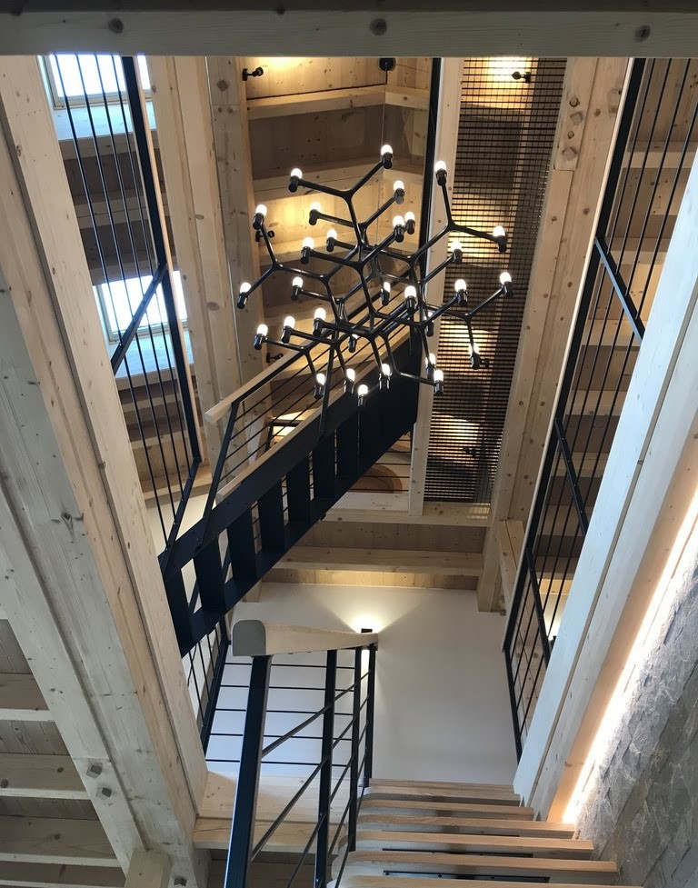 Escalier bois chalet architecture sur-mesure Megève